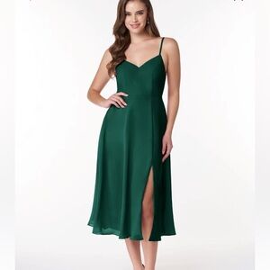 NWT - AZAZIE Clarissa Black Spaghetti Strap Midi Chiffon Dress with Side Slit